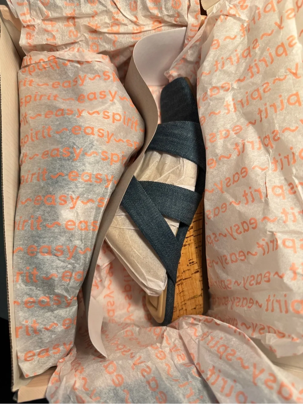 NIB Easy Spirit Becky Denim Blue Wedge Sandals Size 8